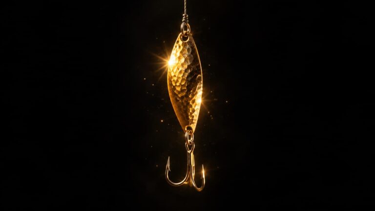 Gold Hammered Spoon Fishing Lure With Treble Hook